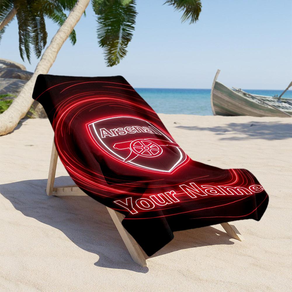Arsenal F.c. Customize Your Name Beach Towel Super Soft & Absorbent Perfect for Traveling Yoga Camping and Swimming