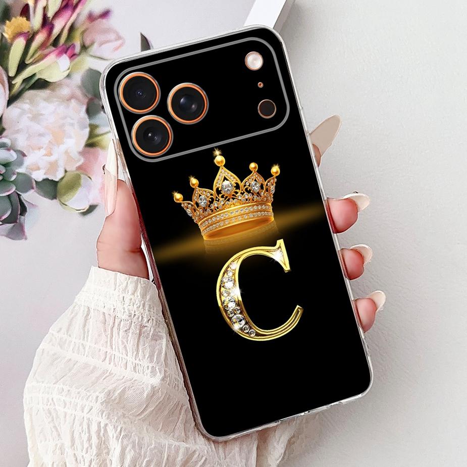 For Apple iPhone 17 Pro Max Case New Crown Letters Cover Soft Slim Phone Case For iPhone 17 Air iPhone17 Pro Max Back Cover Bags