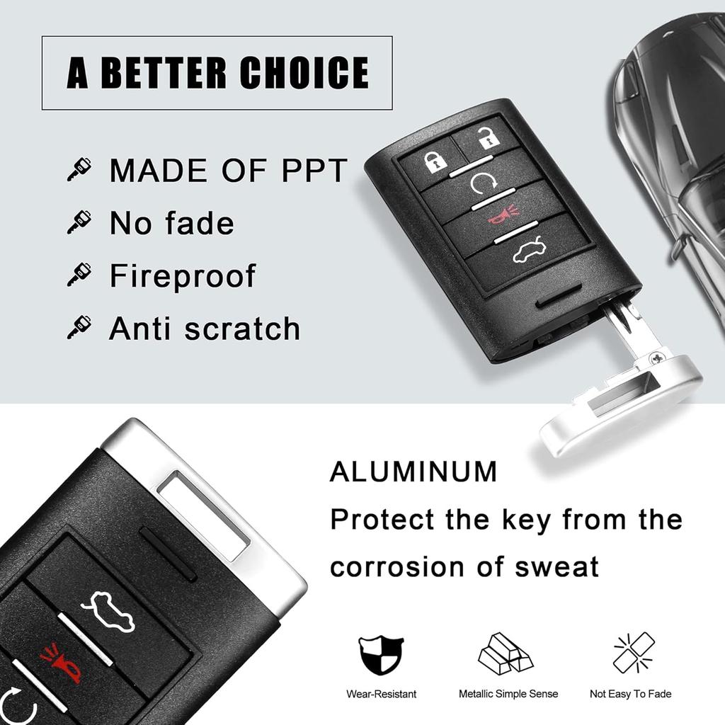 Key Fob VOFONO Keyless Entry Remote Smart Replacement Compatible With Cadillac CTS 2008-2015/ STS 2008-2011 (FCC ID: M3N5WY7777A) 5 Buttons