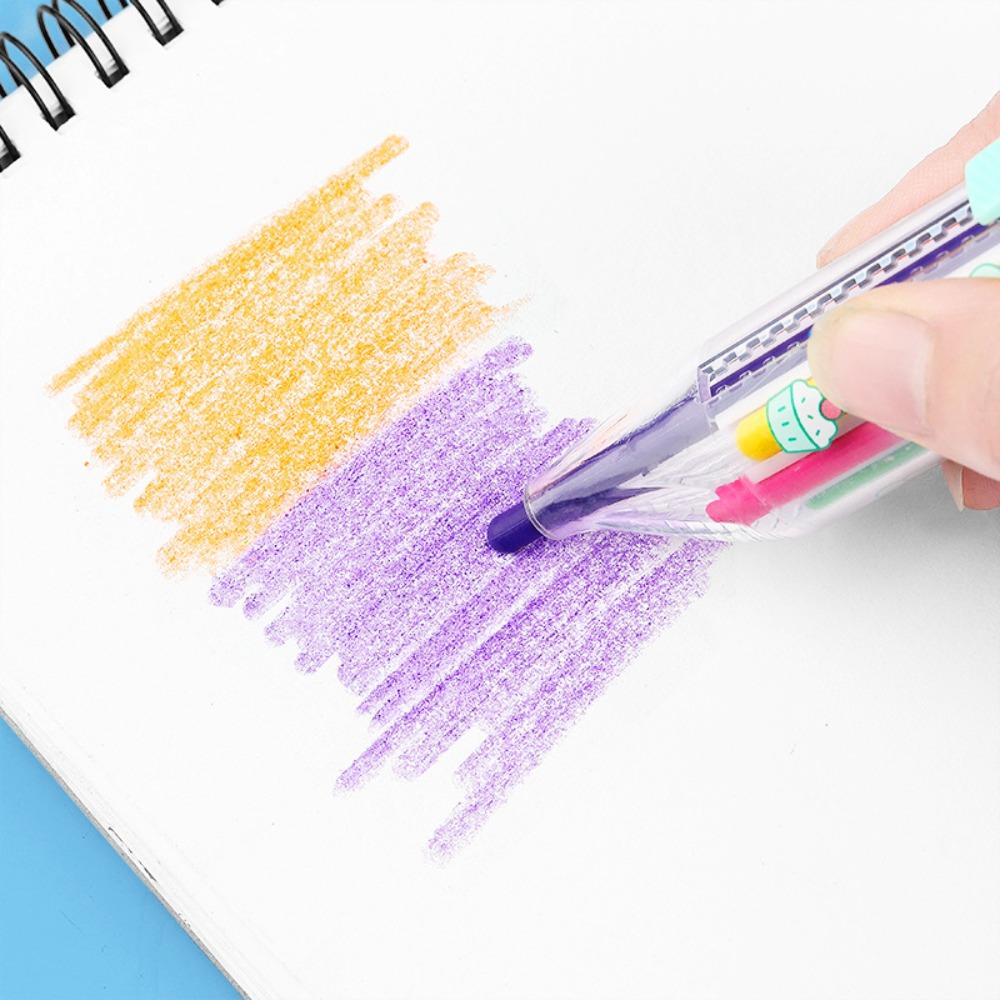 New ABS Multicolor Crayons Push Style DIY Colored Pencil Portable 8 In 1 Painting Tools Kids