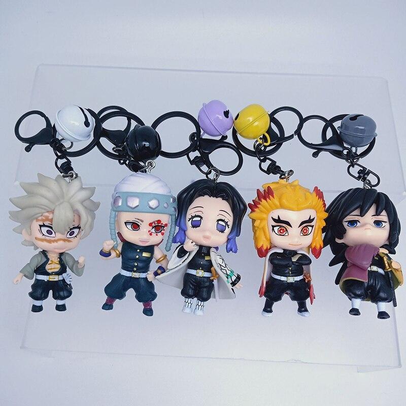 8cm Demon Slayer Anime Figure Kyojuro Rengoku /Kochou Shinobu Action Figure Kimetsu No Yaiba Keychain Pendant Figurine Model Toys