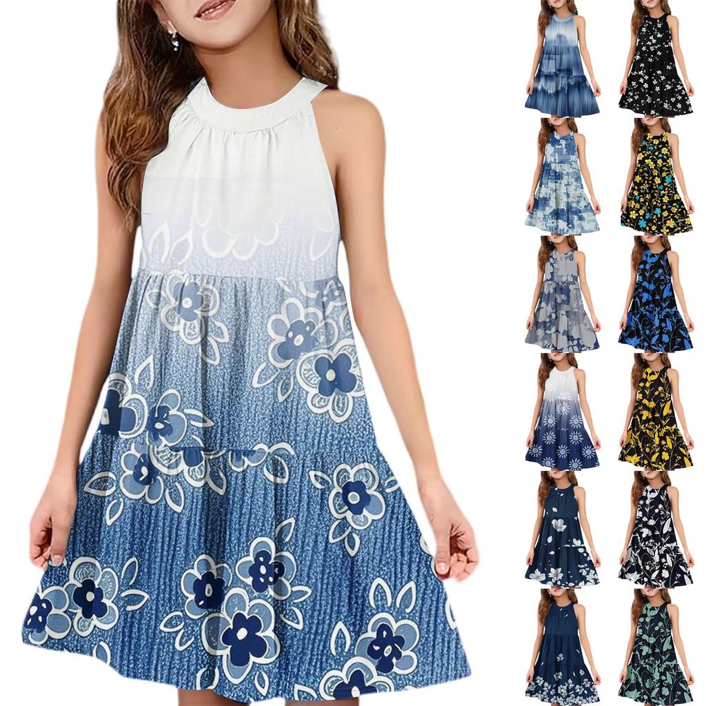 Children's Summer Casual Fashion Round Neck Sleeveless  Dress