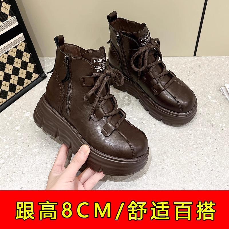 Inner heightening Martin boots for women's autumn and winter new thick-soled velvet cotton shoes and short boots for women