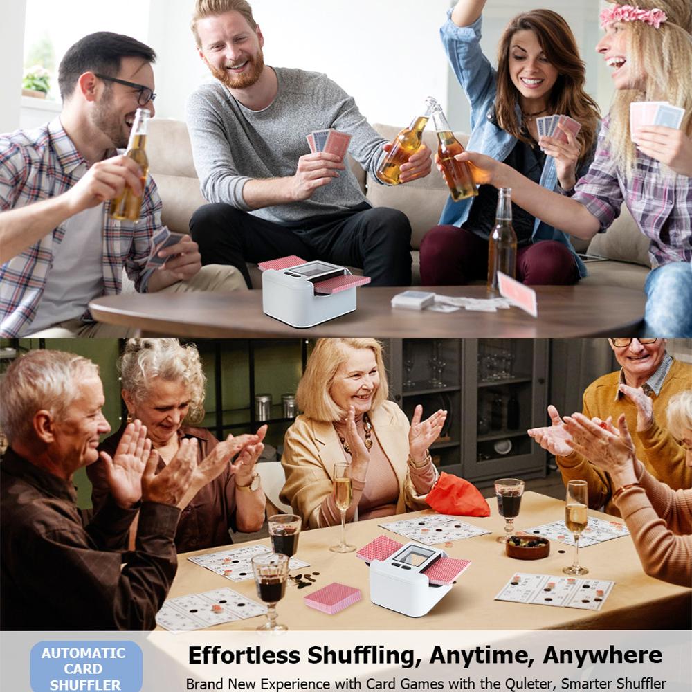 Automatic Card Shuffler 2 Deck Electric Casino Card Shuffler Rechargeable Shuffling Machine for UNO Poker Texas Hold'em Games