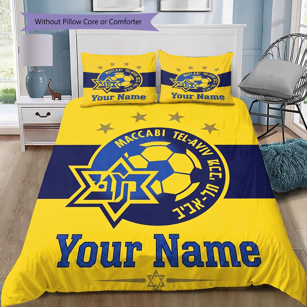 Maccabi Fan Gear Custom Name Pattern Bedding Quilt Set Quilt Cover Pillowcase Home Birthday Gift(1 * duvet cover + 2 * pillowcase, without core)