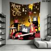 Jazz Cat Drummer Pattern Home Decor Tapestry, Wall Hanging, Decorative RV Wall Cloth.SGT0917342