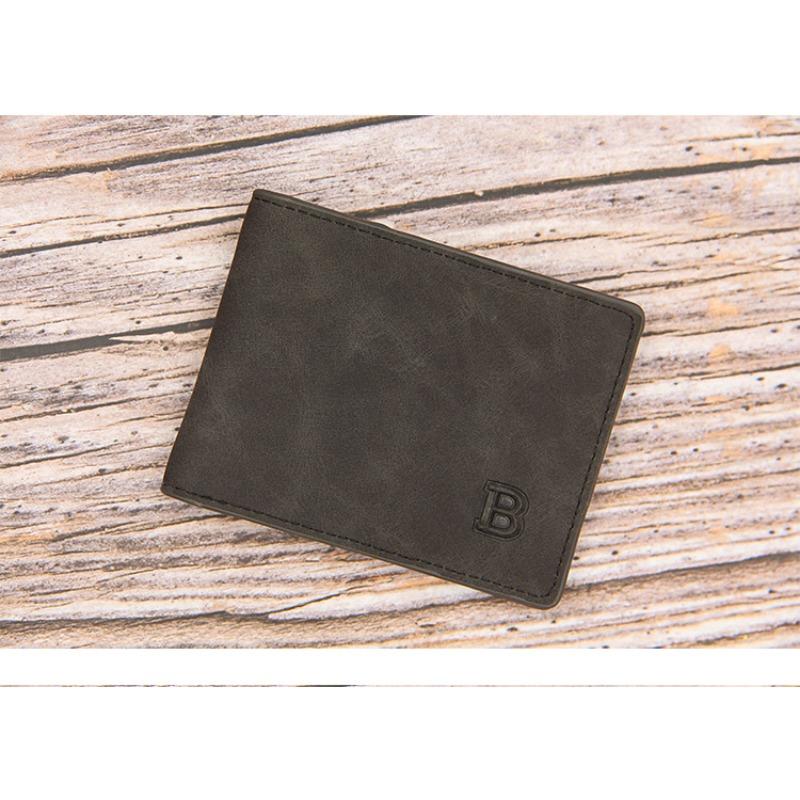 Fashionable Men's Short Wallet Retro Frosted  Wallet with Multiple Card Slots