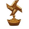 Golden Alloy Rotating Windmill Treasure Bowl: Creative Metal Wealth Ornament