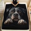 Schwarzer Pitbull, gemusterte Flanelldecke, Hohe Qualität, Bequem für alle Jahreszeiten, Heimdekoration, Wärme und Komfort, Perfekt für Geschenke.