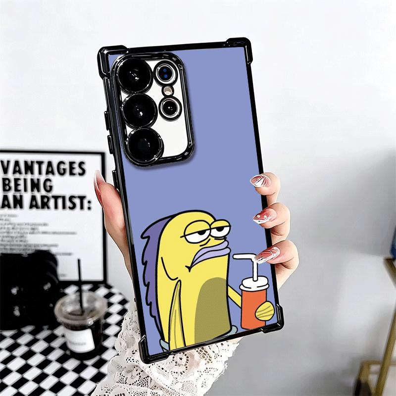 Funny Cartoon Ugly Fish Soft Phone Case For Samsung Galaxy S26 Ultra S25 Edge S24 FE S23 Plus S22 S21 + S20 Plating Anti-Fall Fu