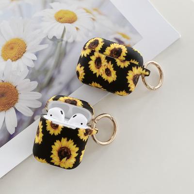 Nova Capa de Girassol Para Apple AirPods Pro 2 Estampas Capas para Fones de Ouvido Sem Fio Para AirPods1 2 3 Fofo Silicone Capa Protetora Gancho
