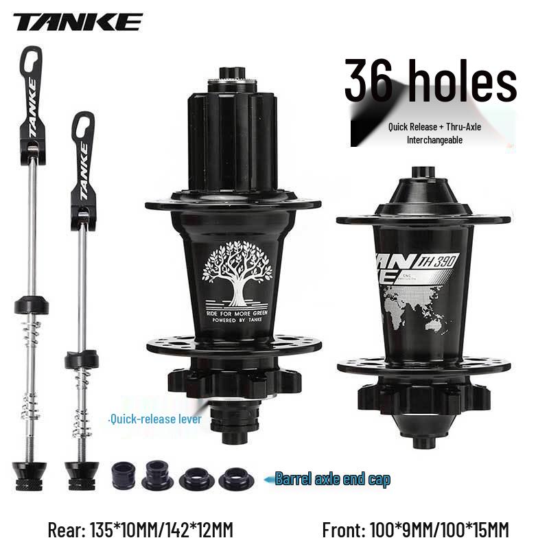TANKE Mountain Bike 4-Bearing Hub: Quick Release Thru Axle, Iridescent Aluminum Alloy.