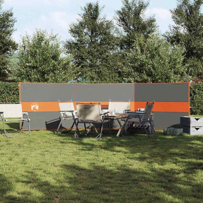 VidaXL Camping Windbreak Grey and Orange 490x123 Cm Waterproof, Beach Windbreak, Motorhome Windbreak, 4009656