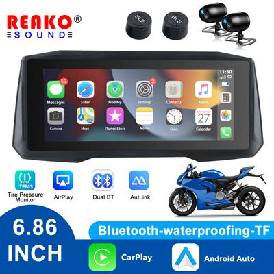 6,86 Zoll Motorrad Tragbares Drahtloses CarPlay Android Auto Touchscreen GPS-Navigation Siri Voice Dual Bluetooth Wasserdicht