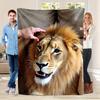 Realistic Lion Fleece Blanket 3D Animal Print Soft Cozy Throw Wildlife Art Design Home Decor Gift for Men and Nature Lovers