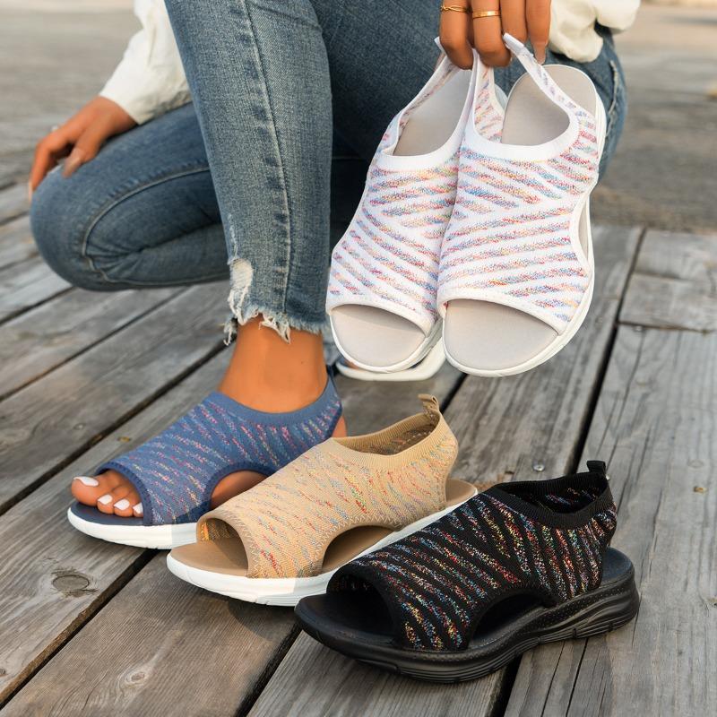 Open Toe Thick Bottom Casual Sleeve Sandals Low Heel Women's Shoes Large Size