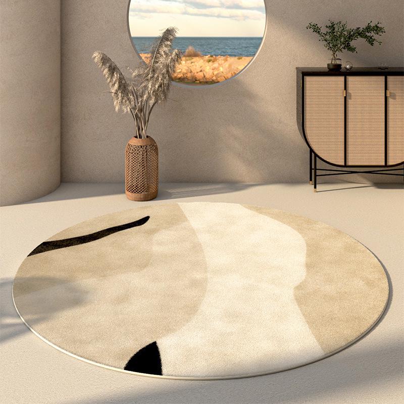 Round Faux Cashmere Wabi-Sabi Rug for Living Room, Bedroom, or Office