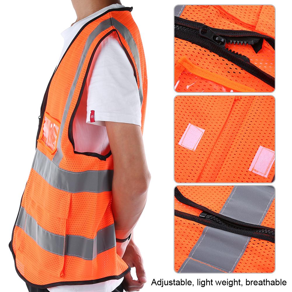 High Visibility Safety Sport Breathable Vest with Mesh Night Security Reflective Waistcoat OrangeOrange