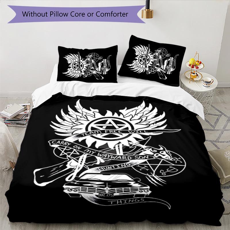 Supernatural 3pcs Bedding Set Duvet Cover Closure Includes 1 Duvet Cover & 2 Pillowcases for All Seasons Bedroom Home Dorm Decor