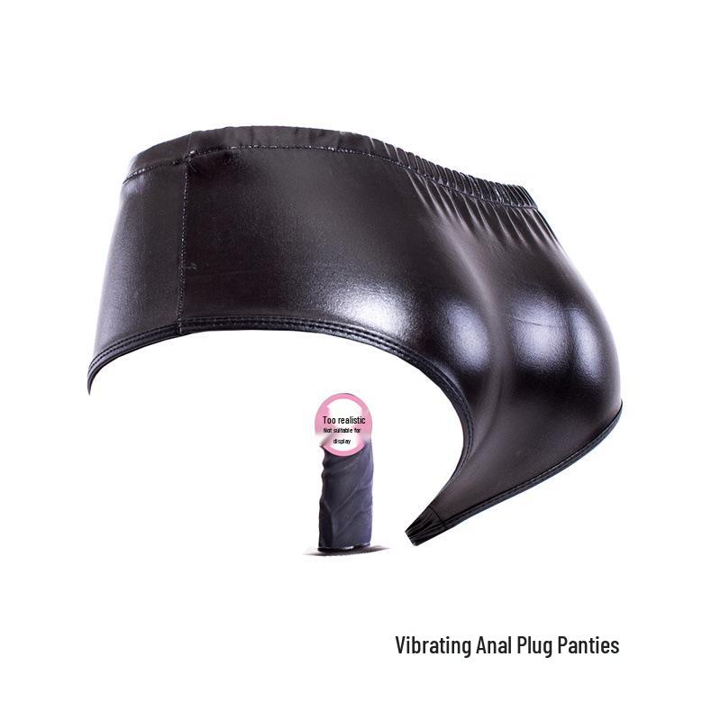 Vibrating Silicone Dildo & Anal Plug Erotic Leather Underwear Set for Men & Women