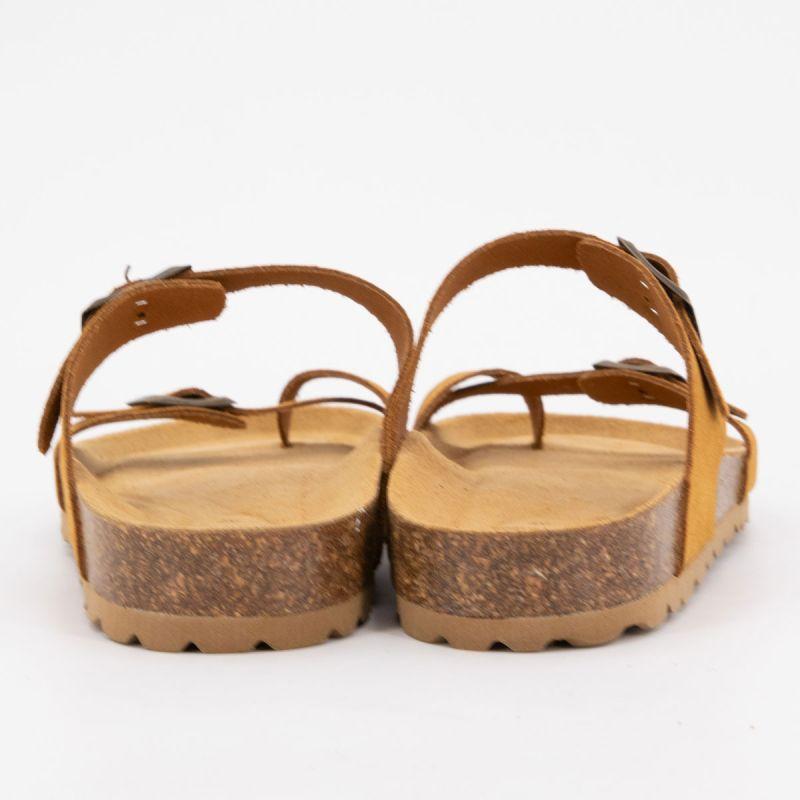 Camel-colored Leather Women's Buckled Mules I AM
