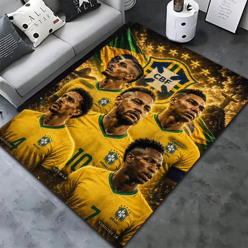 Brazil National Football Team Carpet Rug for Living Room Bedroom Home Sofa Decoration,Kids play Non-slip Floor Mat