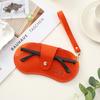 Soft Leather Glasses Bag Lychee Pattern Button Clip Sunglasses Case Portable with Wrist Strap Eyewear Storage Pouch