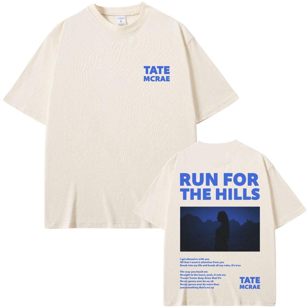 

Футболка с графикой певицы Тейт МакРей Think Later Run for The Hills, мужская повседневная футболка оверсайз, мужская женская модная винтажная футболка M