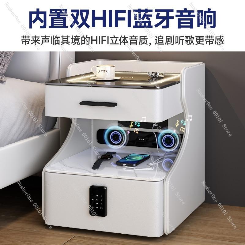 Smart Solid Wood Bedside Table,New Light Luxury Modern Style for 2025 Home Bedrooms,Compact Nightstand with Practical Storage