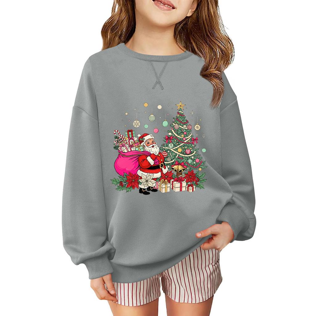 Sudadera de manga larga holgada casual de moda para niños con estampado navideño