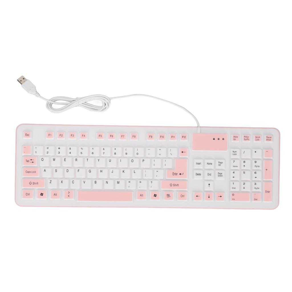 Foldable Silicone Keyboard 106 Keys Waterproof Dustproof Foldable USB Wired Silent Silicone