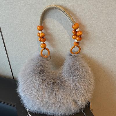 Plush Bag Women's 2025 Autumn New Trendy Chinese Fashion Shoulder Bag Large Capacity Commuter Armpit Bag