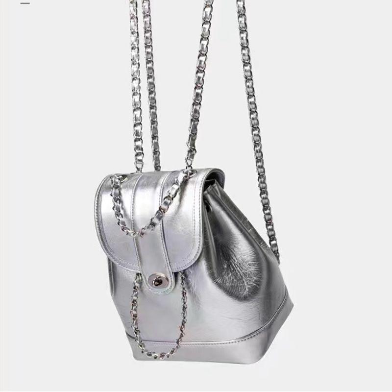 

Ur Fancy Silver Classic Style Chain Backpack Bags Silver