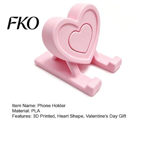 Heart Shaped Phone Holder 3D Printed Holder, Love Shape Mobile PLA Desk Organizer Stand, Cell Tablet Mount, Valentine's Day Gift Wear Resistant