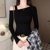 Women's One-Shoulder Slim-Fit Long-Sleeve T-Shirt - Early Autumn Niche Design