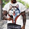3D Puppy Pattern Printed Short Sleeved Summer Breathable Round Neck Top Men's T-shirts
