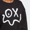 Adidas Originals Trefoil X André Saraiva Graphic Print Crew Neck Sweatshirt Women Tops Black HY4267