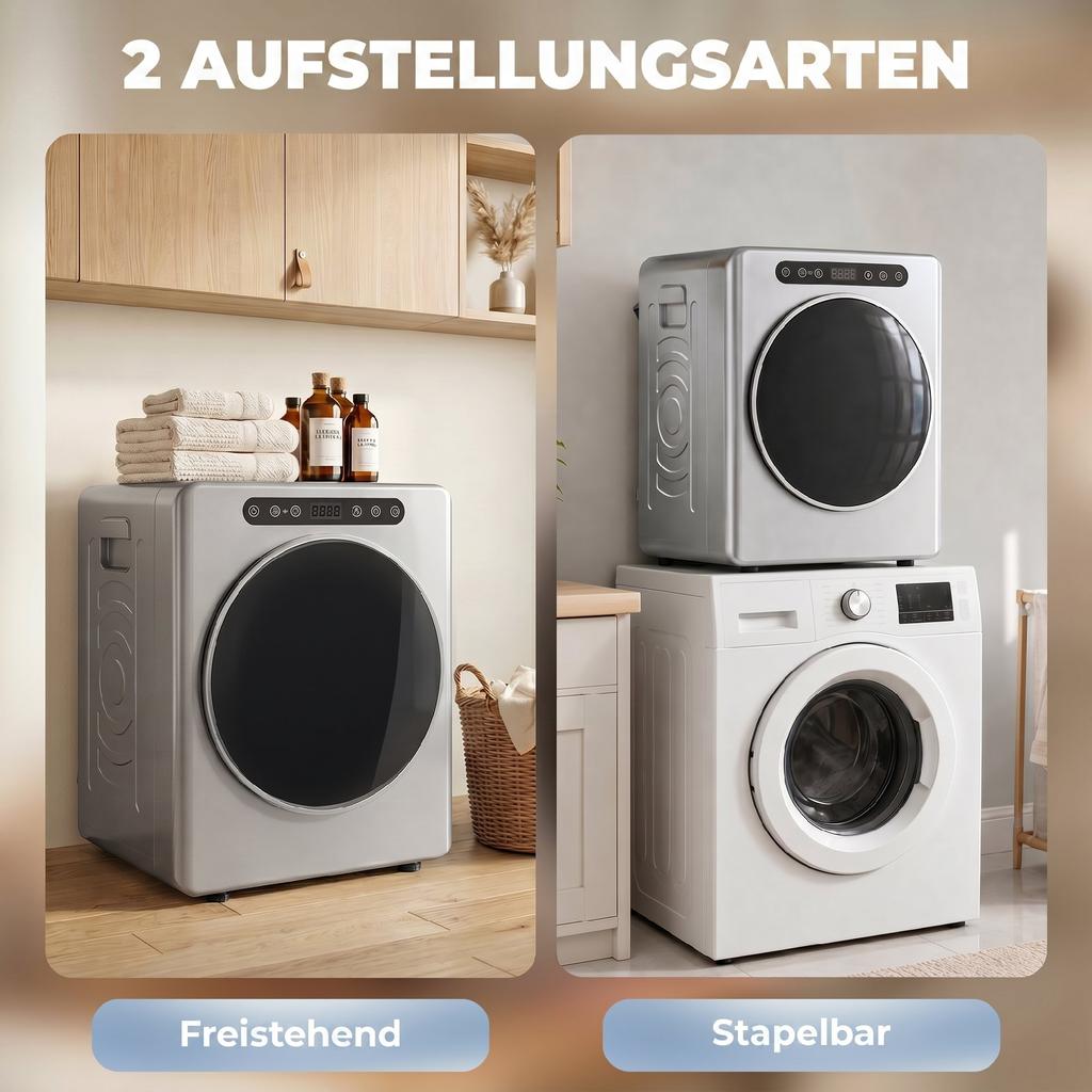 5kg Vented Dryer, 1000W Compact Freestanding Front-Loading Tumble Dryer with Stainless Steel Drum, Timer, Silver