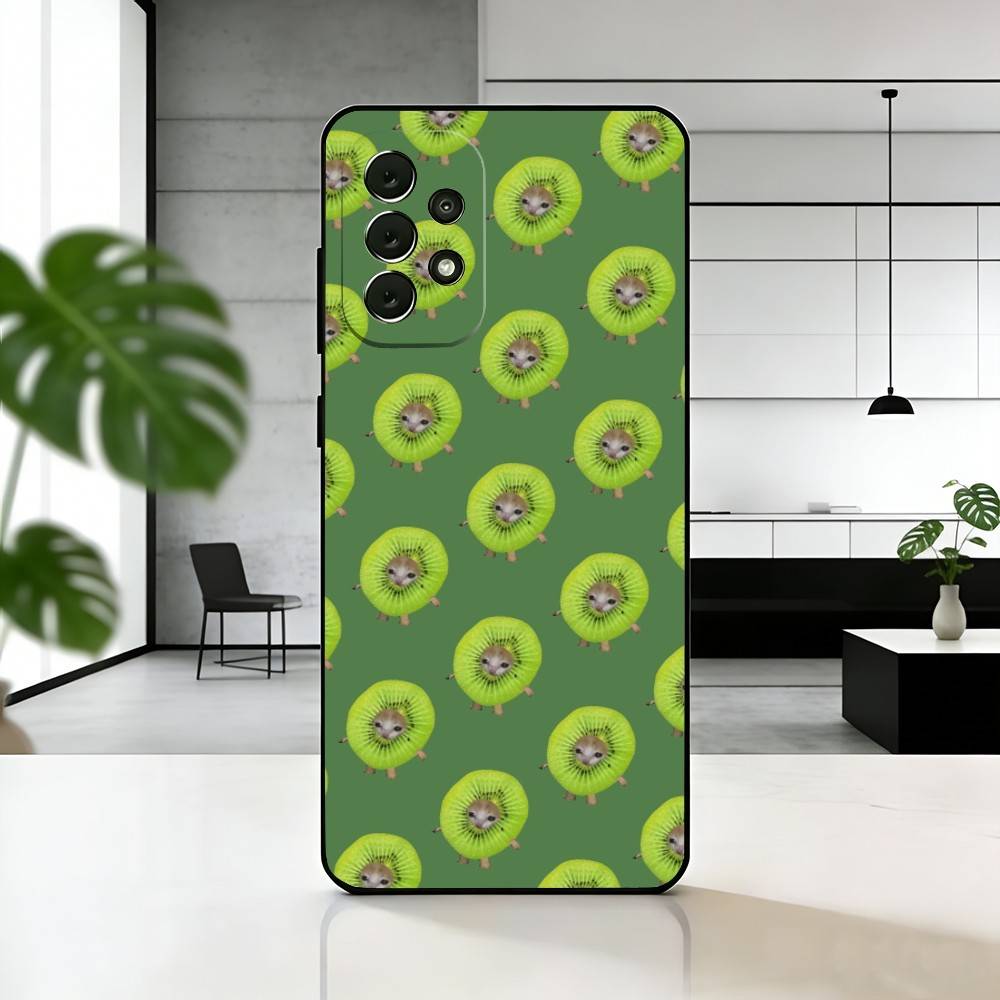 Fruit Cats Meme Phone Case For Samsung S25,S24,S21,S22,S23,S30,Ultra,S20,Plus,Fe,Soft Silicone Black Cover