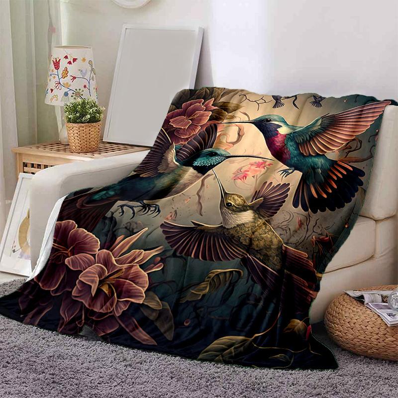 1pc Whirling Hummingbirds Blanket, Soft Throw Blanket for Room Decor, Perfect Gift for and and Fans .K101