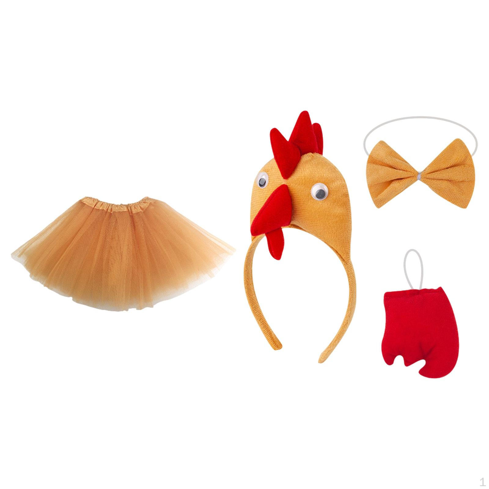 

4 Pieces Chicken Animal Costume Set with Bowtie Tail Skirt for Carnival світло-коричневого кольору