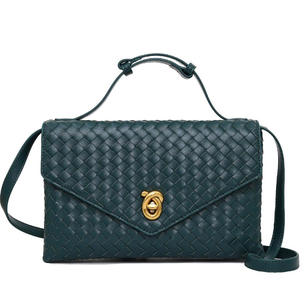 Fashion Foreign Style Small Fragrance Weaving Light Luxury Dinner Party Rhombus Shoulder Messenger Bag Handbag Women'S Bag