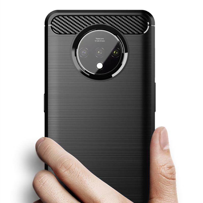 Brushed Texture Case For 1+7t Oneplus 7T Silicone Cases for Oneplus7t One Plus 7T Luxury Carbon Fiber Soft TPU Phone Cover