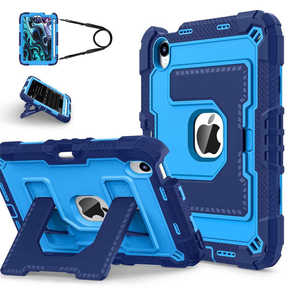 Rüstungsständer Tablet-Hülle für iPad Mini 7. (A2993 A2995 A2996) Mini 6 (A2567 A2568 A2569) Robuste Schutzhülle mit Gürtel