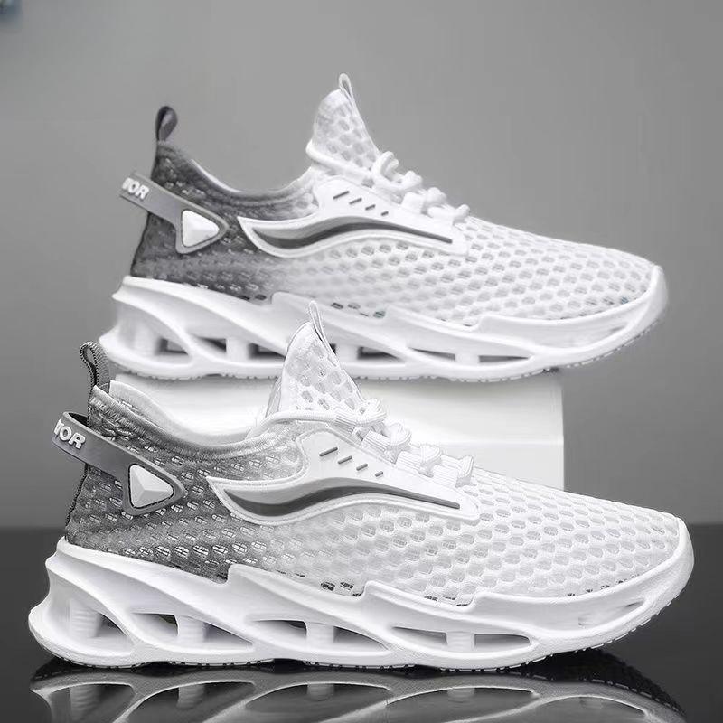 Foreign trade men's shoes summer breathable hollow blade sole mesh shoes comfortable breathable lightweight mesh casual low-top running shoes