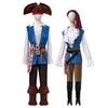 Costume Cosplay Capitano Pirata Vichingo Marinaio Caraibico Halloween Gioco Ruolo Uniforme