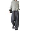 Fieryaqi Tencel Wool Wide-leg Pants for Women, Drape High-waisted Autumn Lazy Loose Women's Casual Pants In Gray