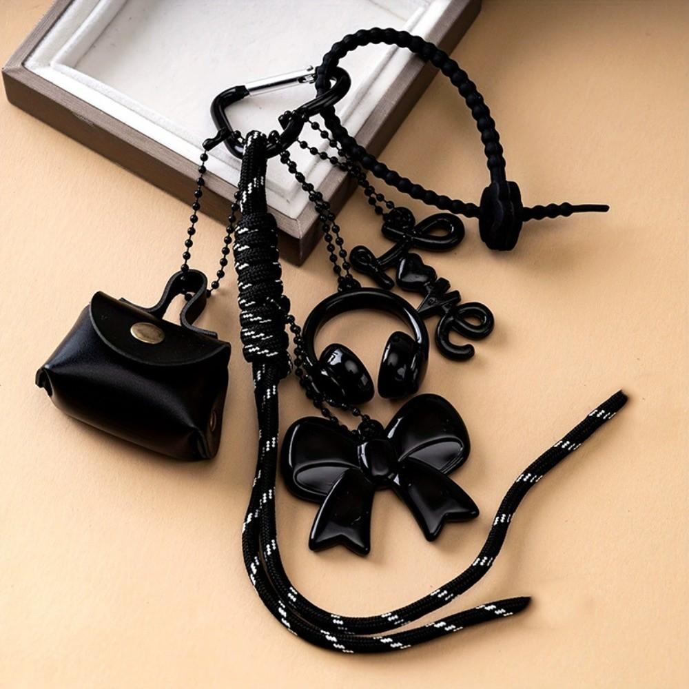 New Maillard Bow Braid Rope Pendant Bag Accessories Earphone Women Bag Key Chain Exquisite Woven Mobile Phone Love Rope Decor