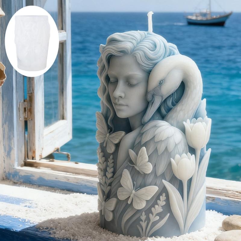 Sturdy Silicone Cygnus Girl Candle Mould for Creating Elegant Christmas Decorations and Gift