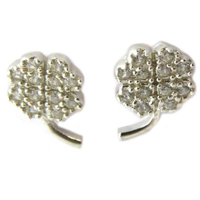 [P1708] - White 'Clover' Silver Earrings